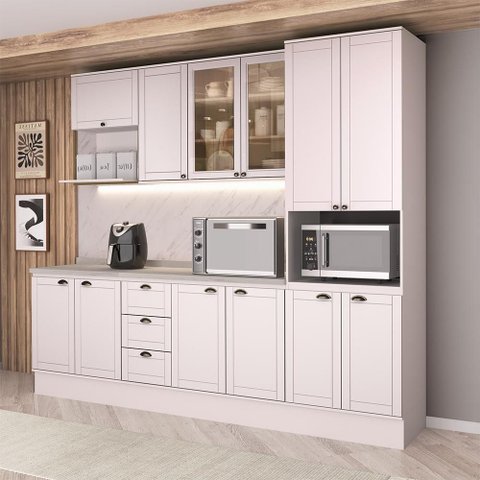 Armário de Cozinha Completa com Balcão Milla Home Duo Carraro Branco