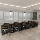 Ver imagem 1 de Estação de Trabalho 10 Lugares Noruega Office 10 Mesas 8 Armários Livreiro -via Nossa -preto e Cedro