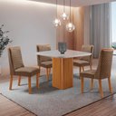Ver imagem 1 de Mesa de Jantar Eloise 90 cm Tampo MDF Vidro Canto Copo com 4 Cadeiras Carolina