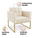 Ver imagem 6 de Kit 1 Sofá Namoradeira e 1 Poltrona Elisa Corino Bege Base Metálica Industrial Dourado - D'Rossi