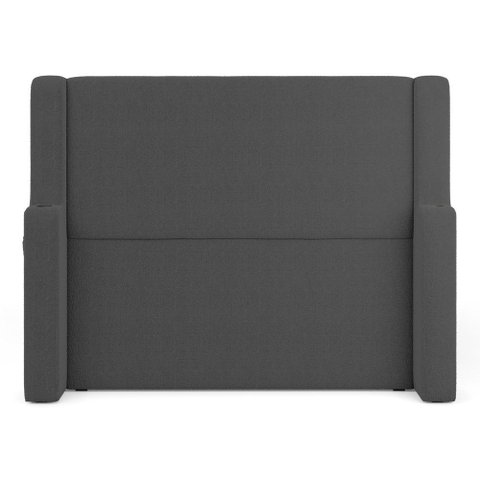 Cabeceira Estofada Duetto para Cama Box Casal 140cm com Porta Copo Bouclê Cinza Escuro - Desk Design