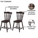 Ver imagem 4 de Kit 02 Cadeiras Madeira Macica Pés Torneados 250ea Marjori - Castanho Acetinado