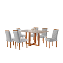 Ver imagem 2 de Conjunto Sala de Jantar California Mesa 1.60m e 6 Cadeiras Madeira Maciça e Tecido Linho Prata