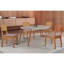 Ver imagem 1 de Conjunto: Mesa Sala Jantar Havana Curvo 120cm + 4 Cadeiras Havana Naturale/off White - Linho