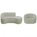 Ver imagem 1 de Kit Divã Recamier Orgânico Marrocos 200cm Lado Direito e 1 Poltronas Amore Bouclé Verde Oliva