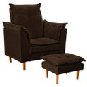 Ver imagem 1 de Poltrona de Amamentação com Puff Quarto Bebê Leticia Suede:marrom