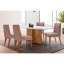 Ver imagem 1 de Conjunto Mesa Berlim c/ Tampo Madeirado c/ Vidro Canto Curvo 120x80cm e 4 Cadeiras Maldivas Madeira