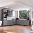 Ver imagem 1 de Cozinha Modulada Completa Fidelitá Mônaco 7 Peças 566cm 15 Portas 6 Gavetas com Tampo Chumbo/Titânio