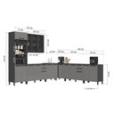 Ver imagem 3 de Cozinha Modulada Completa Fidelitá Mônaco 7 Peças 566cm 15 Portas 6 Gavetas com Tampo Chumbo/Titânio