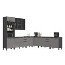 Ver imagem 2 de Cozinha Modulada Completa Fidelitá Mônaco 7 Peças 566cm 15 Portas 6 Gavetas com Tampo Chumbo/Titânio