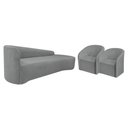 Ver imagem 1 de Kit Sofá Curvo França 200cm Ld. e 2 Poltronas Luiza Max Conforto, Bouclé Cinza
