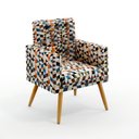 Ver imagem 2 de Kit 2 Poltronas Vega Rodapé e Capitonê Suede Estampado Laranja Aradecor
