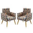 Ver imagem 1 de Kit 2 Poltronas Vega Rodapé e Capitonê Suede Estampado Laranja Aradecor