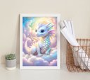 Ver imagem 1 de Quadro Decorativo Bebê Dragão 45x34cm - com Vidro:madeira Branca