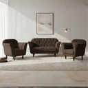 Ver imagem 2 de Kit Namoradeira + 2 Poltronas Decorativa Dália Veludo Marrom