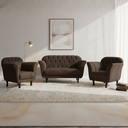 Ver imagem 1 de Kit Namoradeira + 2 Poltronas Decorativa Dália Veludo Marrom