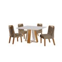 Ver imagem 2 de Conjunto Sala de Jantar Mesa Grécia 4 Cadeiras Atena Marrom/Castanho Cinamomo/Pena Caramelo/Off White