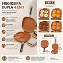 Ver imagem 6 de Frigideira Dupla 4 em 1 Cobre Nao Gruda Antiaderente Ovos Panquecas Hamburguer Duas Faces Aluminio