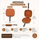Ver mais imagens de Frigideira Dupla 4 em 1 Cobre Nao Gruda Antiaderente Ovos Panquecas Hamburguer Duas Faces Aluminio