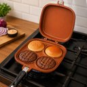 Ver imagem 2 de Frigideira Dupla 4 em 1 Cobre Nao Gruda Antiaderente Ovos Panquecas Hamburguer Duas Faces Aluminio