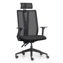 Ver imagem 2 de Kit 2 Cadeiras Escritório Giratória Presidente Flow F02 Base Preta Crepe Preto - Lyam Decor