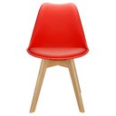 Ver imagem 4 de Kit 3 Cadeiras Charles Eames Leda Luisa Saarinen Design Wood Estofada Base Madeira - Vermelha