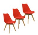 Ver imagem 1 de Kit 3 Cadeiras Charles Eames Leda Luisa Saarinen Design Wood Estofada Base Madeira - Vermelha