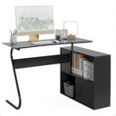Ver imagem 1 de Escrivaninha em L Office Steel Moderno sem Gavetas 110cm Preto EJ Móveis