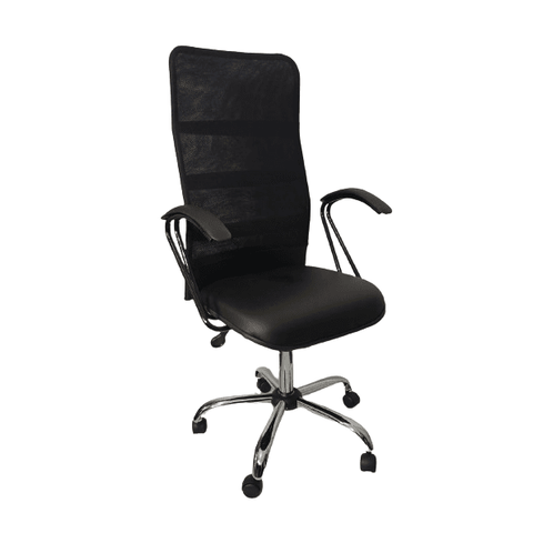 Cadeira Escritório Presidente Tela Premium Base Cromada