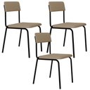 Ver imagem 1 de Kit 03 Cadeiras Estofada para Sala de Jantar Sense Preto C01 Linho Areia - Lyam Decor