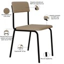 Ver imagem 4 de Kit 03 Cadeiras Estofada para Sala de Jantar Sense Preto C01 Linho Areia - Lyam Decor