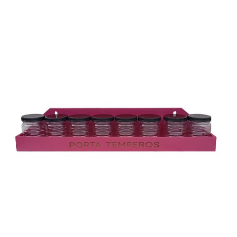 Porta Temperos Mdf Rosa com 8 Potes - Volpato