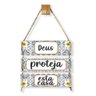 Placa Decorativa Azulejo Português Deus Proteja Esta Casa Com Corda Sisal 40X25Cm - 3