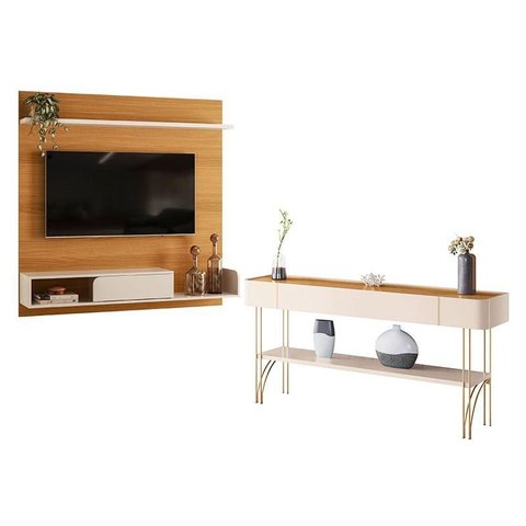 Painel para Tv Suspenso Evo com Aparador Vivant Cinamomo Off White – Hb Móveis
