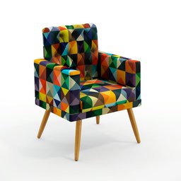 Kit Poltrona Namoradeira e 2 Poltronas Nina Capitonê com Puff Solar Suede Estampado Colorido Aradeco - 3