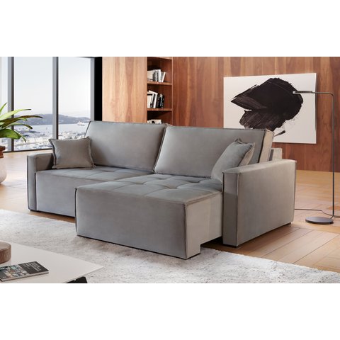 Sofá Retrátil Reclinável Alpha 2,60cm Super Compacto:linho Bege