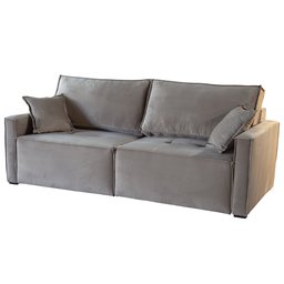 Sofá Retrátil Reclinável Alpha 2,60cm Super Compacto:LINHO BEGE - 3