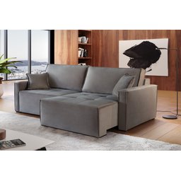 Sofá Retrátil Reclinável Alpha 2,60cm Super Compacto:LINHO BEGE - 1