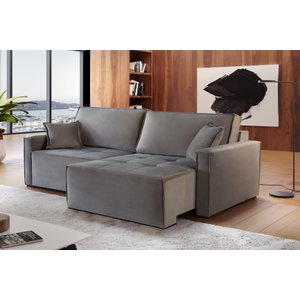 Sofá Retrátil Reclinável Alpha 2,60cm Super Compacto:LINHO BEGE
