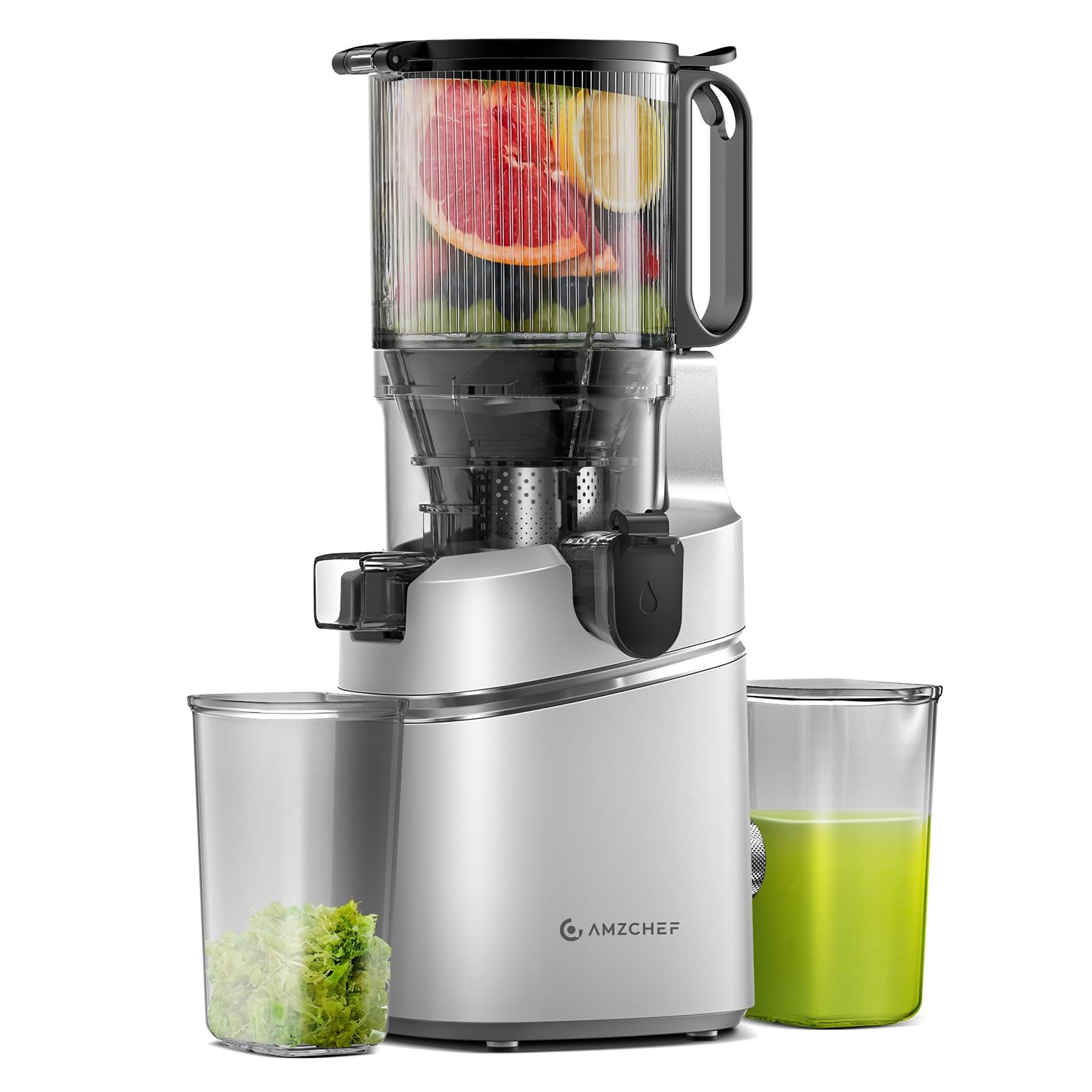 Amzchef Juicer Automático Masticating 250w com Abertura de 135mm (prata)