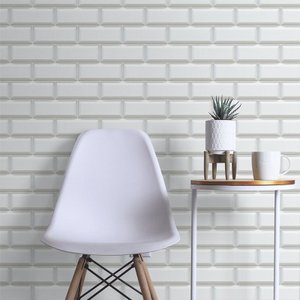 Papel de Parede Adesivo Tijolinho Azulejo Branco Rolo 5m