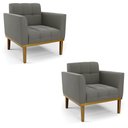 Ver imagem 2 de Kit 2 Poltronas Decorativas Karen Pés Fixo em Madeira Castanho Suede Grafite G19 - Gran Belo