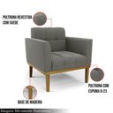 Ver imagem 3 de Kit 2 Poltronas Decorativas Karen Pés Fixo em Madeira Castanho Suede Grafite G19 - Gran Belo