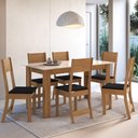 Ver imagem 1 de Conjunto Sala de Jantar Fidelitá Veneza com 6 Cadeiras Freijó/off-white Assento Preto