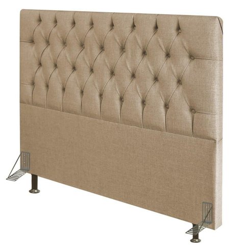 Cabeceira Cama Box Casal 140Cm Diamante D10 Linho Bege