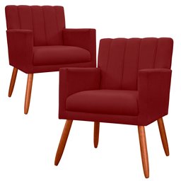 Kit 2 Poltrona Decorativa Miami Vinho para Sala de Estar Recepção - 1