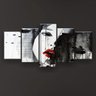 Quadro Decorativo Rosto Mulher Preto Branco 129X61 5 Peças - 2
