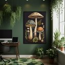 Ver imagem 2 de Quadro Decorativo Cogumelos Verdes 70x50cm Mold Preta