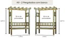 Ver imagem 4 de Kit Conjunto de 2 Pergolados de Madeira 1,75x0,90 M - Modelo Chardonnay - Pensemadeiras - Única Únic
