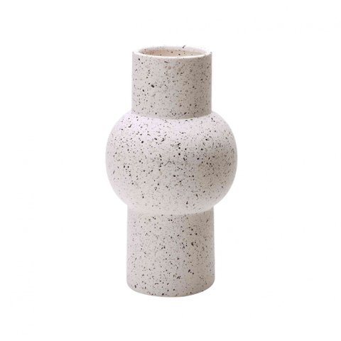 Vaso Decorativo Cilíndrico em Cerâmica Branco 24x11 cm - D’Rossi
